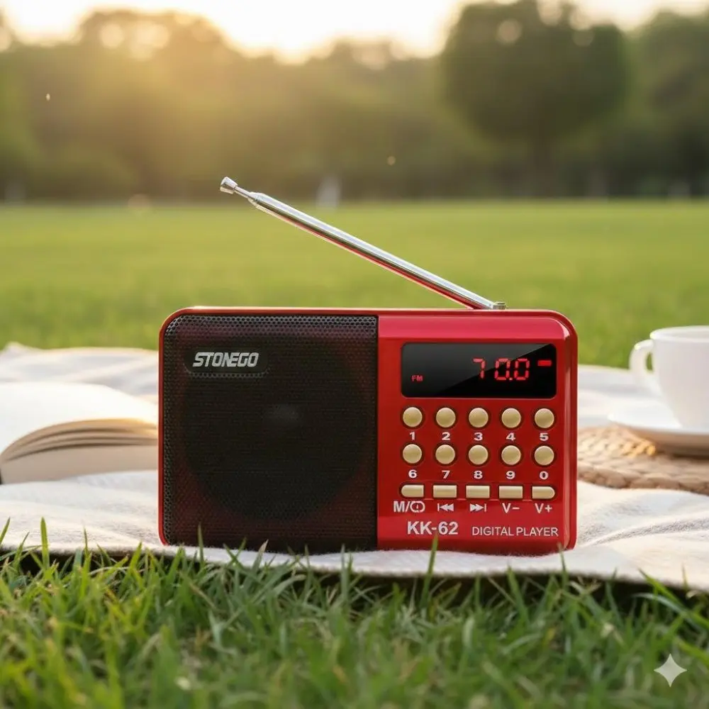 Portable Bluetooth FM Radio MP3 Player with USB/TF Playback, Multifunctional Portable Radio, Rechargeable Hi-Fi Sound for Outdoor Travel, Pocket-Sized Music Speaker, Handheld Radio, Battery Radio