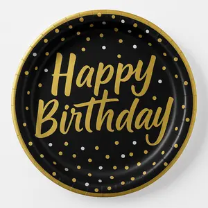 Elegant Confetti Birthday Paper Plates - 8.5" (8 Count)