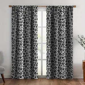 2pcs & Leopard Print Curtains Rod Pocket, Edgy Window Drapes for Bedroom Living Room, Contemporary Style Universal Fit, Home Decoration Curtain