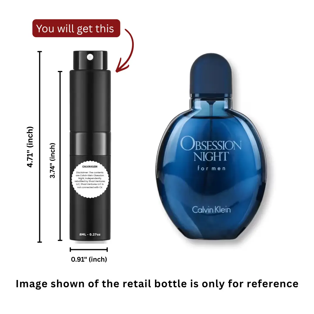 Calvin Klein Obsession Night for Men Eau de Toilette 8ml / 0.27oz – 100% Original Authentic Decanted Perfume Spray