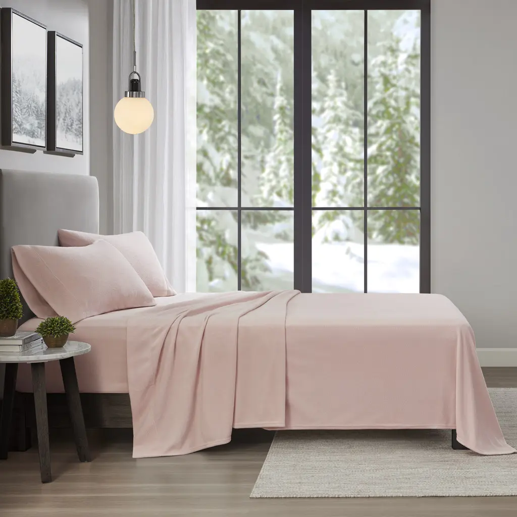 360 Stand True North California King Micro Fleece Sheet Set - Blush, 108x102x0.13in Polyester Fleece, Cozy Warmth, Fits California King Bed, TN20-0527