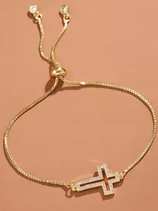 Rhinestone Cross Charm Bracelet, Exquisite Trendy Bracelet, 1 Piece Fashionable Matching Bracelet Jewelry for Women & Men for Party, Daily Clothing Decor