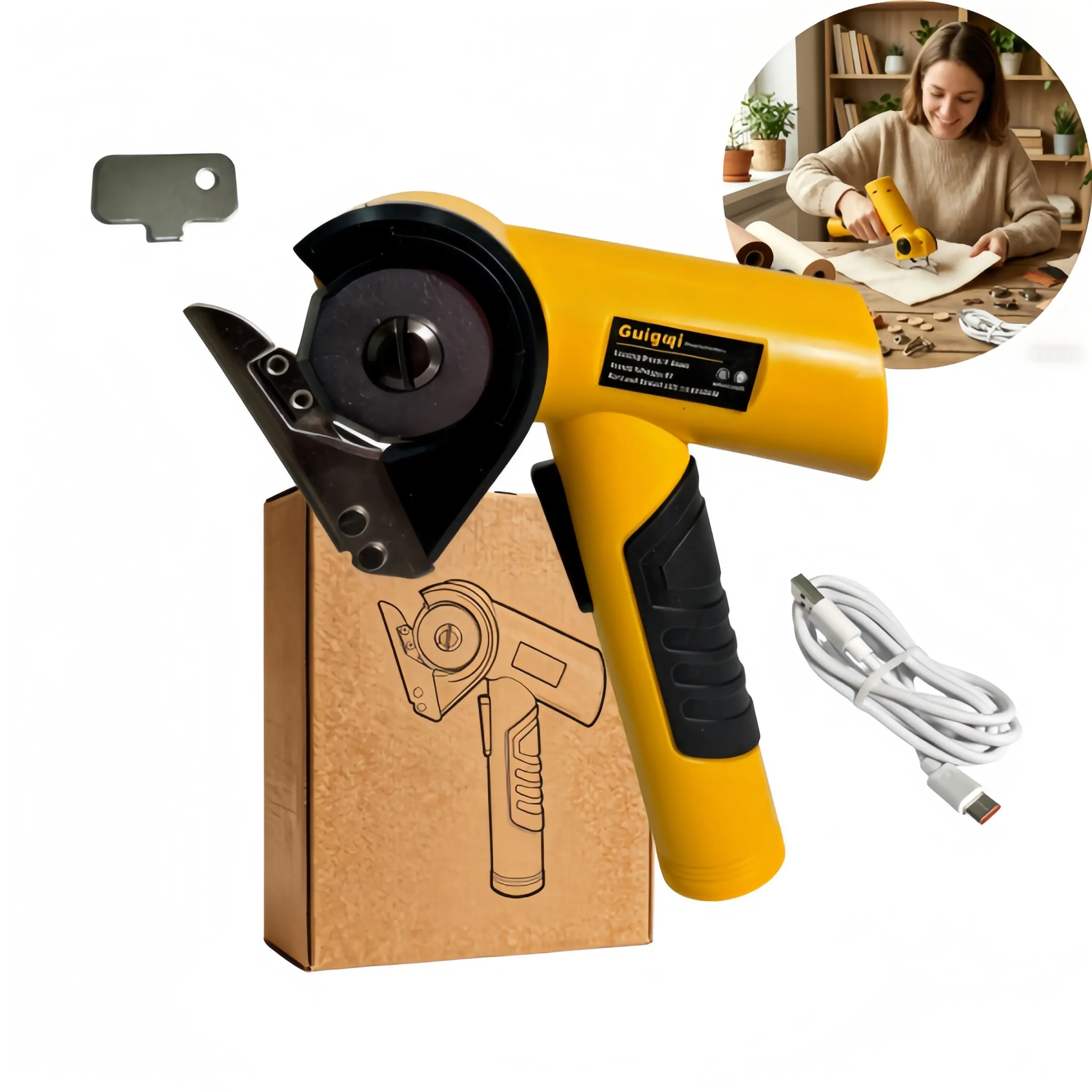 2026 New 3.6V 2600mAh Cordless Electric Scissors Tool, Safety Lock, LED Light, Storage Box, Cutting Tool for Cardboard, Fabric, Plastic, Leather
