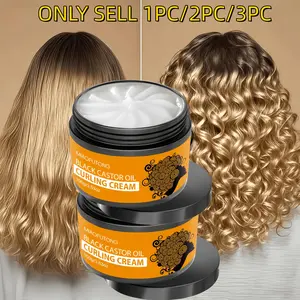 Black Castor Oil Curling Cream with Avocado Oil & Coconut Oil, Curly Haircare Moisturizing Hair Gel for All Hairstyles, Wavy Curly Define, Anti - Frizz, Boosts Hair Elasticity, Frizz Control, Unisex Use