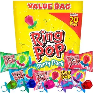 Ring Pop Candy Lollipops - Individually Wrapped Bulk Lollipop Variety Party Pack – 20 Count Suckers w/ Assorted Flavors - Fun Candy for Kids