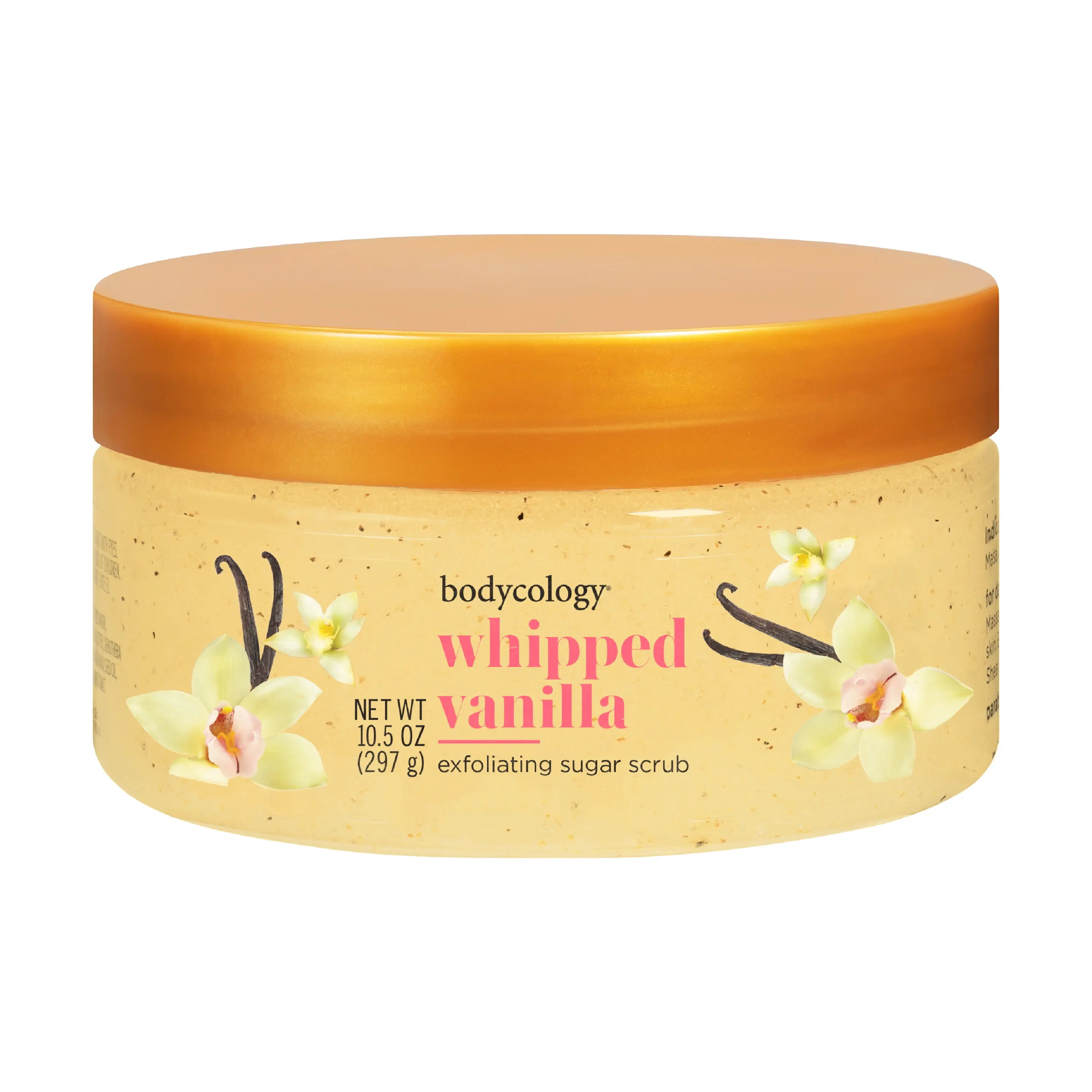 Bodycology Exfoliating Sugar Scrub, Whipped Vanilla Scent – Gently Polishes & Hydrates Skin – 10.5 oz Jar