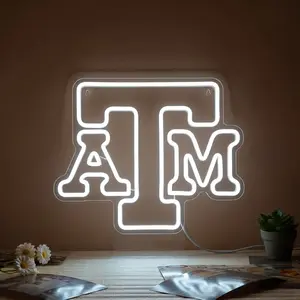 Texa University Football Neon Signs,College Football Neon LED Sign,University Basketball Team Logo Light Sign, for Man Cave,Dorm Decor for College Students,TAMU Sport Fans