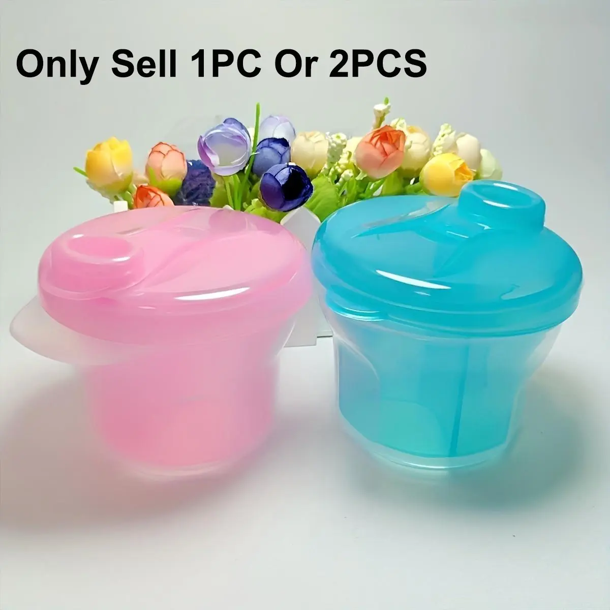 1pc/2pcs Rotating Double Layer 3-Compartment Milk Powder Container, Formula Dispenser, Food Storage Box, Portable Travel Snack Box for Outing