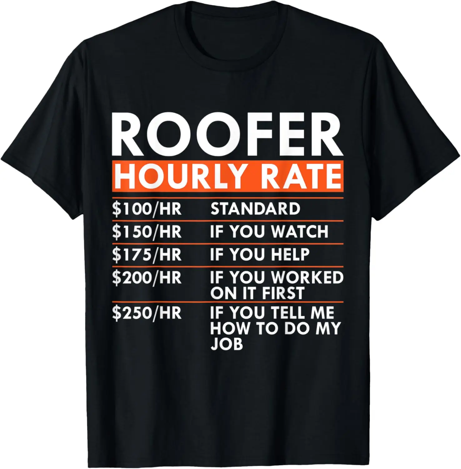 Funny Roofer Hourly Rate Roofing Contractor Labor Rates T-Shirt