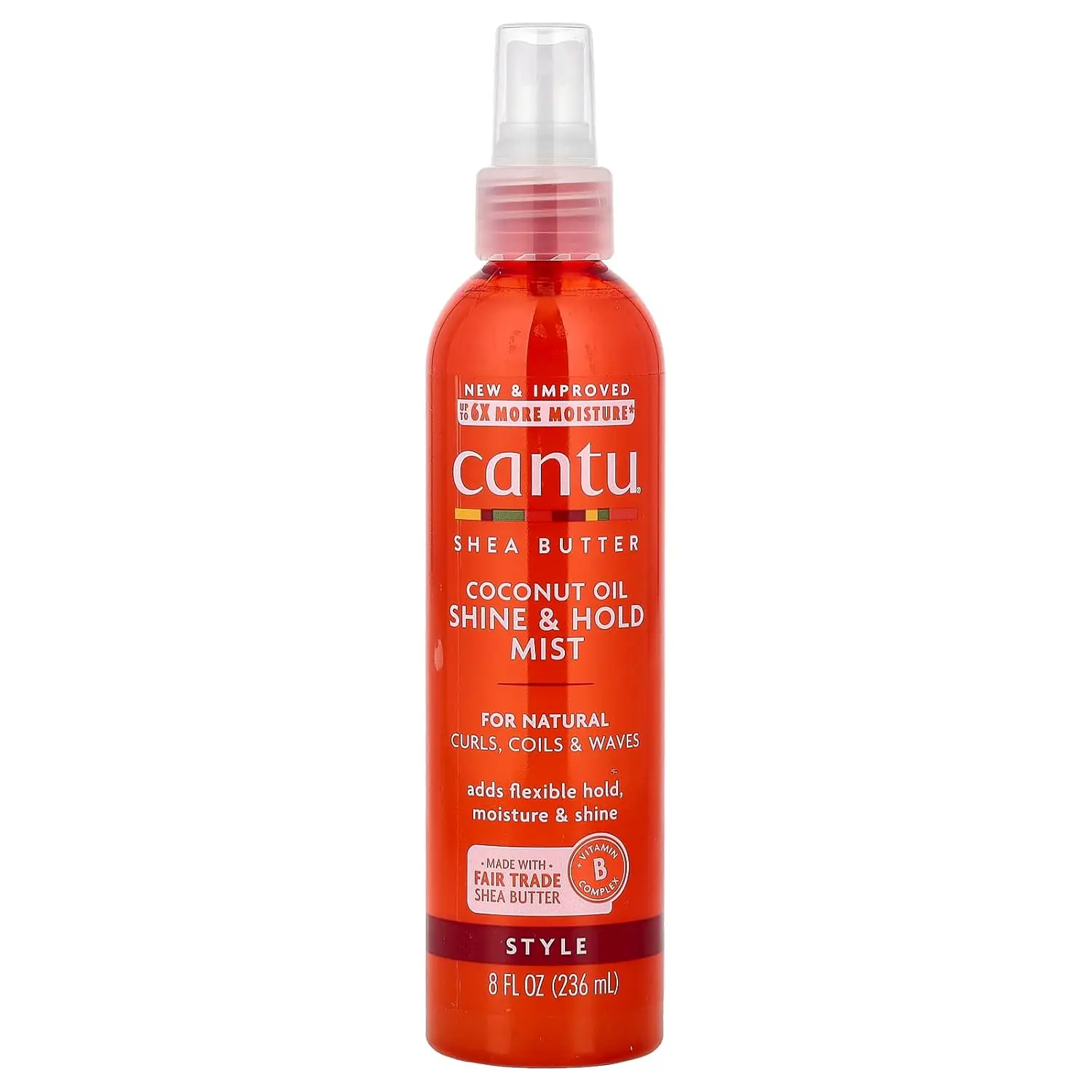 Cantu Shea Butter Coconut Oil & Olive Oil Shine & Hold Mist, Moisturizing Hair Spray with Shea Butter for Natural Wavy & Coily Hair, 8 fl oz, Beauty Products, Textured, Essential Oils