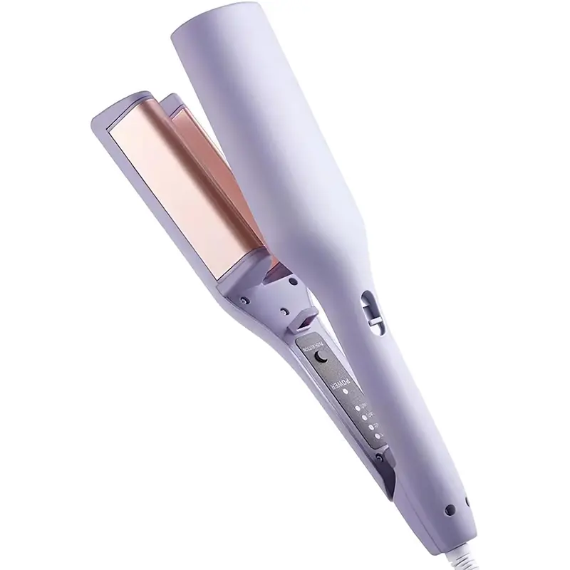 CESTVEEL Hair Waver, 1.25-Inch 2-Barrel Ceramic Styling Tool for Wide Waves with 4 Temperatures, 15S Fast Heating, Anti-Scald Design & Dual Voltage for Travel, Purple, Hair Styling, Travel Ready, Ceramic Barrel, Youth, Click Latch Safe, Portable, All Hair