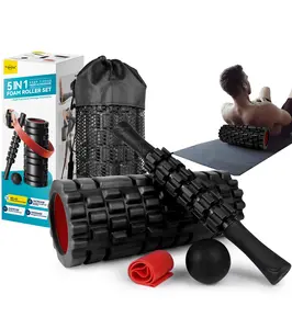 5 in 1 Foam Roller Set, Patented Foam Roller High Density Deep Tissue Massager for Muscle Massage, Massage Roller, Massage Ball, Resistance Band for Whole Body Physical Therapy Deep Muscle Massage Body Care Daily muscle massage yoga foam  Lightweight