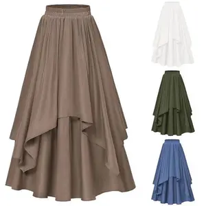 Women Casual Maxi Skirt Flowy Bohemian Renaissance Long Skirts Fit Womenswear