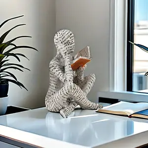 Abstract "Reading Figure" Resin Sculpture - Modern Artistic Decor, Modern Home Decoration for Desk, Bedroom or Office, a Thoughtful Collectible Figurine & Holiday Gift for Book Lovers, Resin Figurine Statue