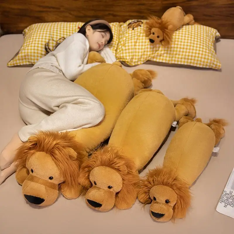 Multi-Size 40-110cm Soft Plush Giant Lion Lounging Pillow, PP Cotton Fill Safe Toy, Home Decor Floor Mat, Girls’ Birthday Gift