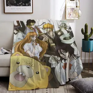 anime B-BLEACH Throw Flannel All Weather Blanket Kneeling Blankets Fluffy Warm Winter Blanket Blankets on Offer Home Knee Throw Wearing Microfiber