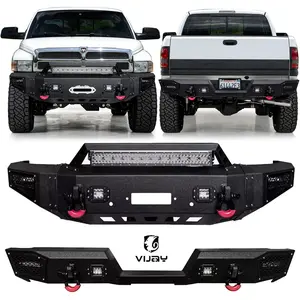 Vijay For 1994-2002 Dodge Ram 1500/2500/3500 Front/Rear Bumper with LED Lights And Winch Plate