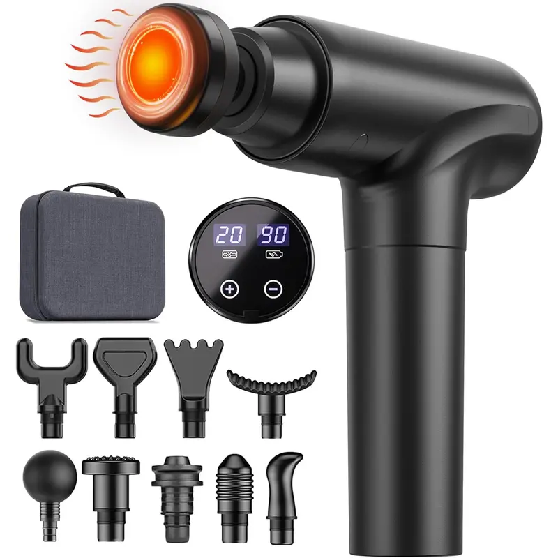 Cotsoco Massage Gun with Heat Deep Tissue Personal Care Device, 20 Speeds, LED Digital Display, USB Type C Port, Shoulder Pain Relief, Cool Gifts for Boyfriend