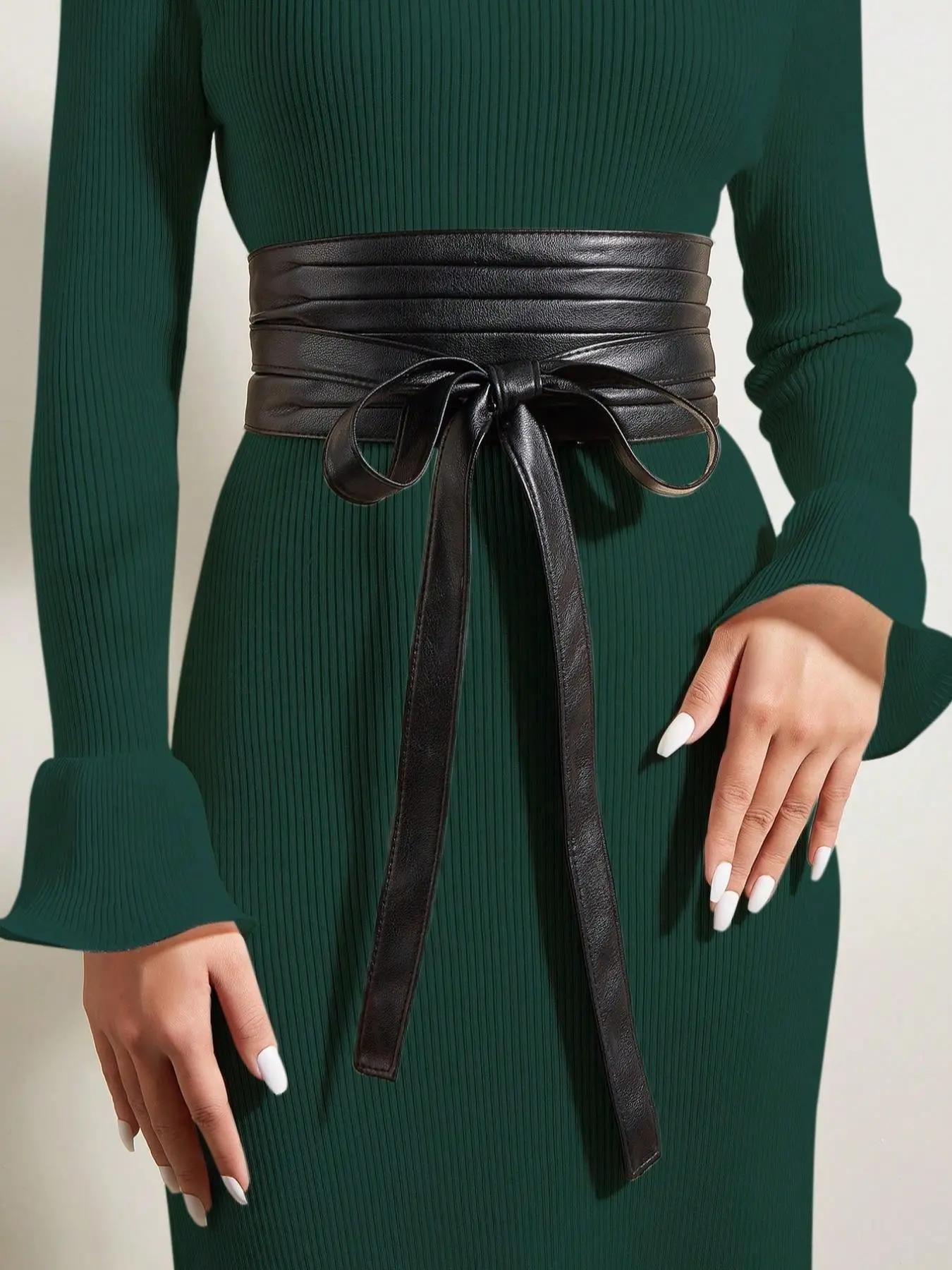 1 Piece Fashion Lace Up Front Design Wide Belt, Casual Style Belts, Casual Trendy Waistband, Casual PU Leather Waist Sash for Women & Men, Fashion All-match Clothes Accessories
