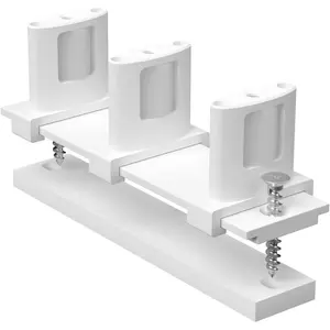 Sliding Closet Door Floor Guide with Riser Plate, Adjustable Bypass Door Guide, Upgraded 3-Roller Design, White - 1 Pack