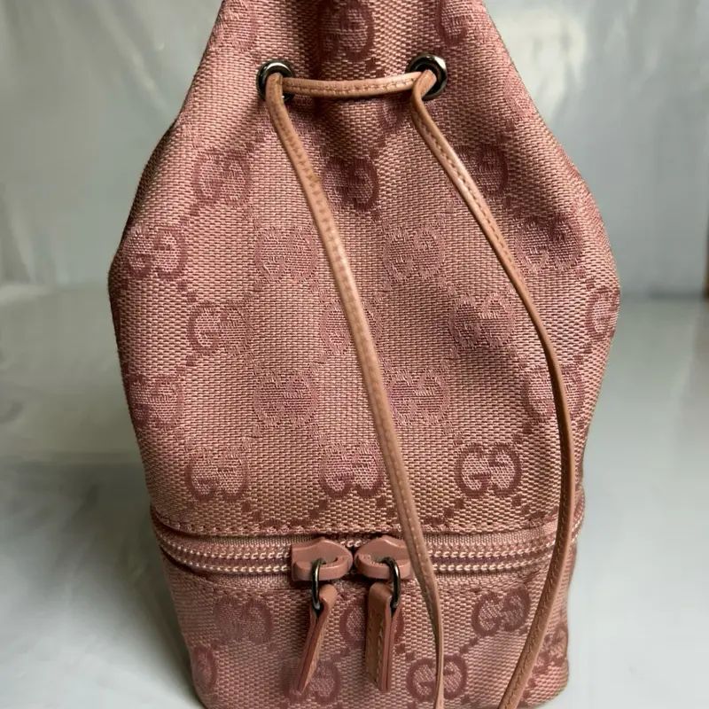 Gucci | Pink GG Monogram Canvas | Mini Drawstring Bag | Vintage Gucci Pouch | Certificate Of Authenticity |
