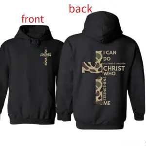 Faith Hoodie for Men and Women – Philippians 4:13 Camo Cross Graphic Sweatshirt – Religious Bible Verse Apparel – Christian Streetwear Hoodie Long Sleeve Crewneck