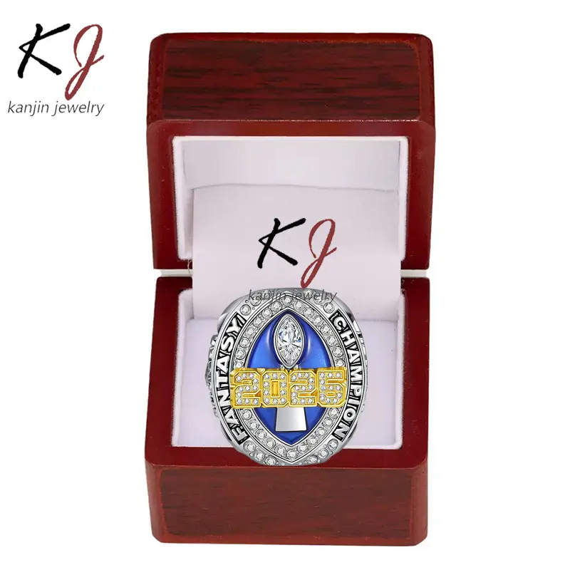 FFL 2026 Fantasy Football Championship Ring, 2-Tone Zinc Alloy Costume Jewelry Ring,Adjustable,marquise,anxiety,boho,radiant