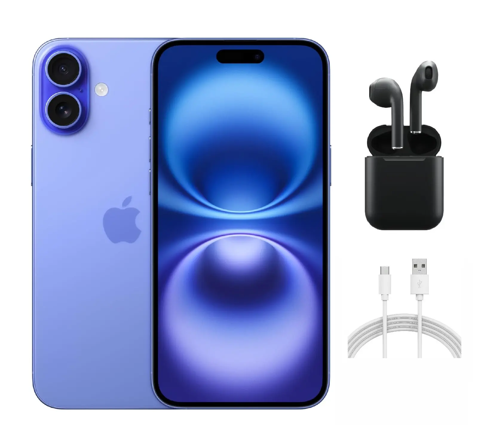 Refurbished Apple iPhone 16 (Unlocked) A3081 Good Condition with Wireless Earbuds & 1 Year Warranty
