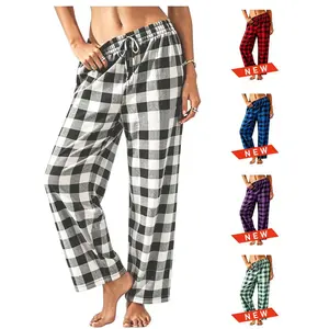 Spring Plaid Drawstring Pajama Pants for Women Men, Casual Loungewear Pajamas Matching Pjs for Couple