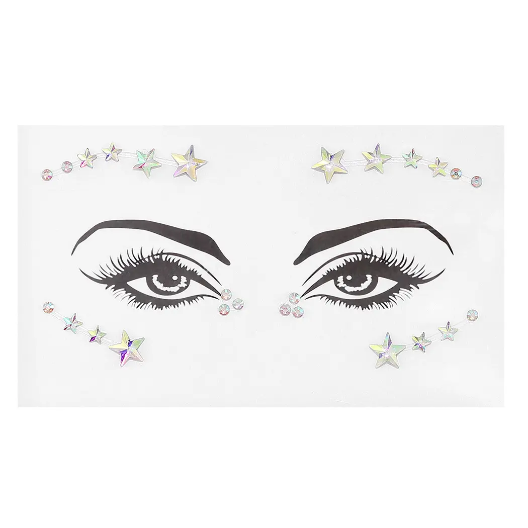 Wosois Crystal Face Stickers Star Mermaid Gems Sparkly Temporary Rhinestone Sticker Rave Party Accessories for Women and Girls
