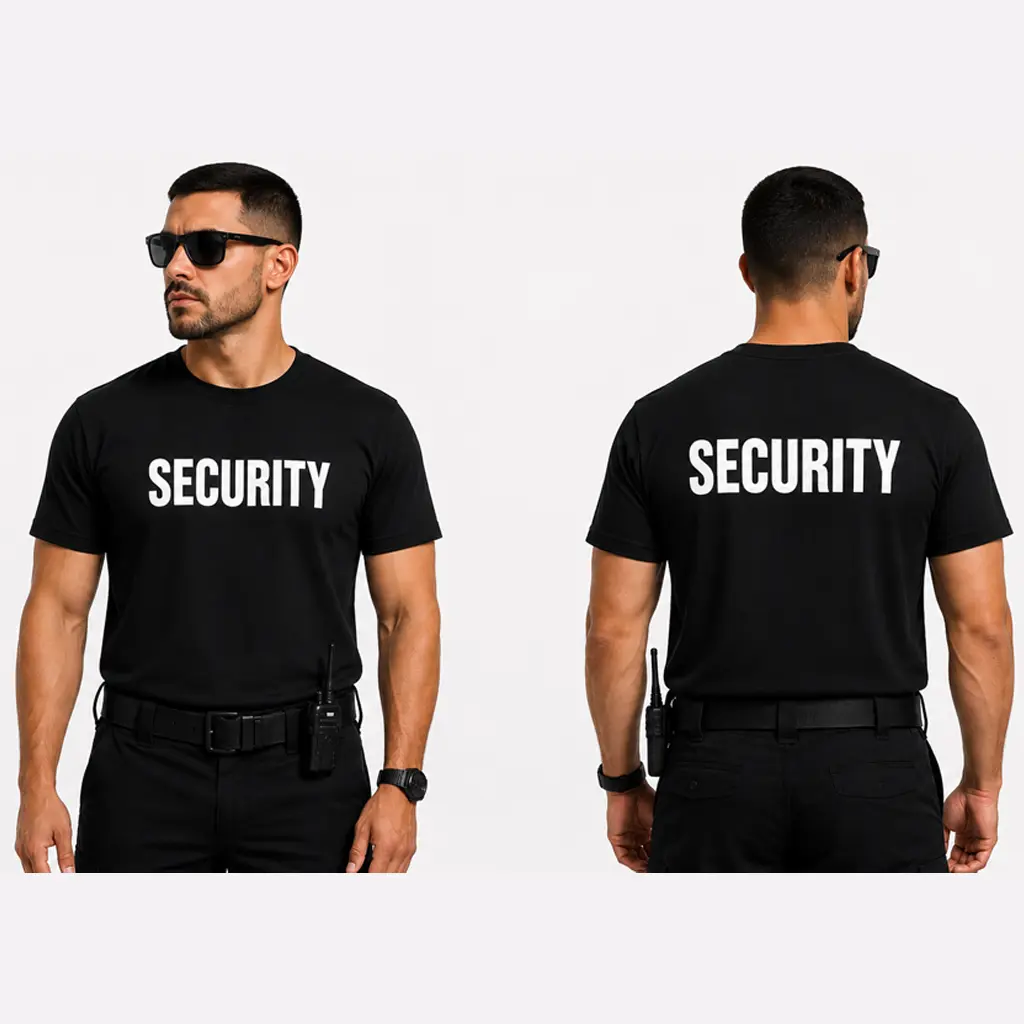Reflective SECURITY T-Shirt for Security Guards – High Visibility Front & Back Print Uniform Shirt for Events, Parking, Night Patrol & Church Security