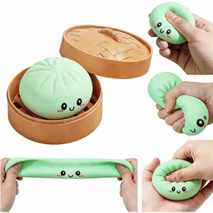 Cute Kawaii Dumpling Squishy Mystery Toy, Handheld Sensory Stress Relief Fidget Item, Easter Basket Stuffer for Kids