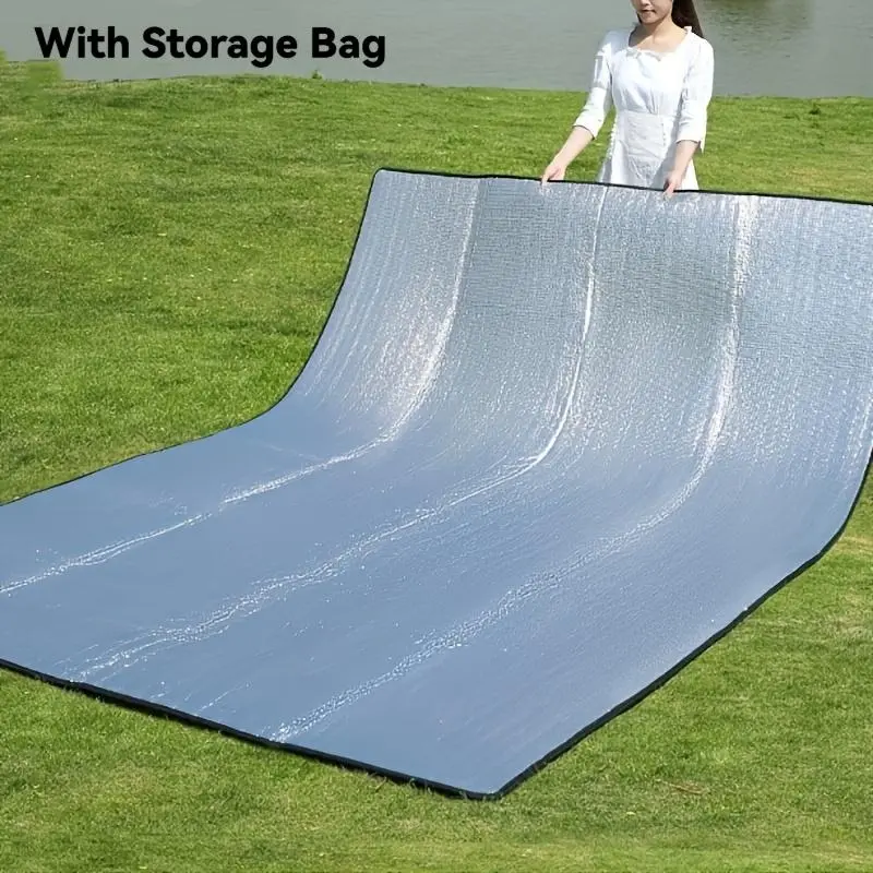 [Folding Camping Mat] 1pc Folding Camping Mat with Storage Bag| Tent Pad, Picnic Beach Blanket, Ground Mat, PVC Outdoor Rug, Lightweight Mat, Suitable For Outdoor Picnics, Tent Camping, Backpacking Trips, And Hiking Adventures