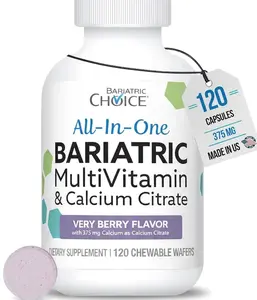 Bariatric Choice All-in-One Chewable Bariatric MultiVitamin with Iron & Calcium Citrate, Very Berry (120ct)