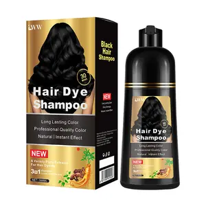 LWW Black Hair Dye Shampoo 3-in-1 Instant Hair Color with 100% Grey Coverage Herbal Ingredients Gentle Nourishing Formula Long-lasting Shine Easy to Use for All Hair Types - Haircare