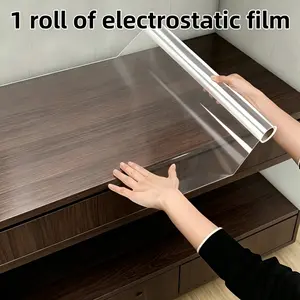 1 Roll No-Static Clear Table Protector Film, High Transparency & Removable, Anti-Oil & Stain-Resistant, Reusable Shield for Kitchen Counters, Coffee Tables & Home Furniture