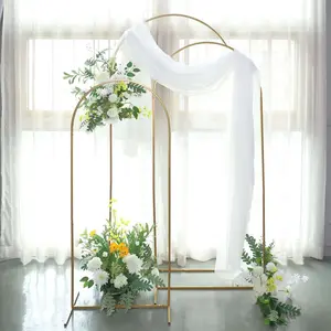 5ft Gold Metal Wedding Arch Chiara Backdrop Stand Floral Display Frame With Round Top