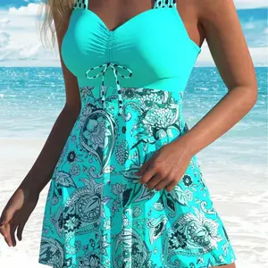 One-piece swimsuit women's explosive printed skirt seaside beach high-end bikini swimsuit quick-drying