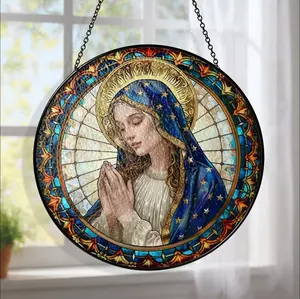 Virgin Mary Glass Suncatcher, Religious Virgin Mary Window Hanging, Religious Virgin Mary, Mother of God, Catholic Suncatcher, Holy Mother