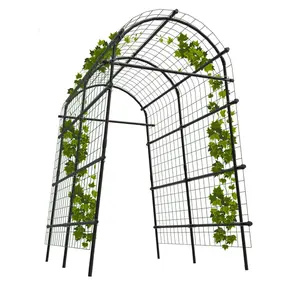 【GARVEE】7.5FT Extra Tall Metal Garden Arch Trellis with Netting, PE-Coated Steel Arbor for Climbing Plants, Flowers & Veggies, Easy Assembly
