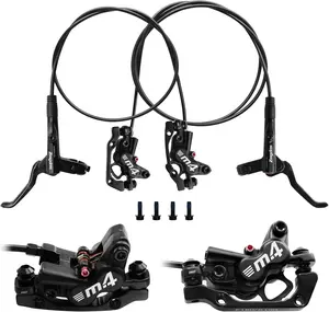 ZTZ 4-Piston MTB Hydraulic Brake Set, Left Front 850mm and Right Rear 1600mm Hydraulic Disc Brake Kit with PM/is Adapter, Fits for eBike, Mountain Bike and BMX