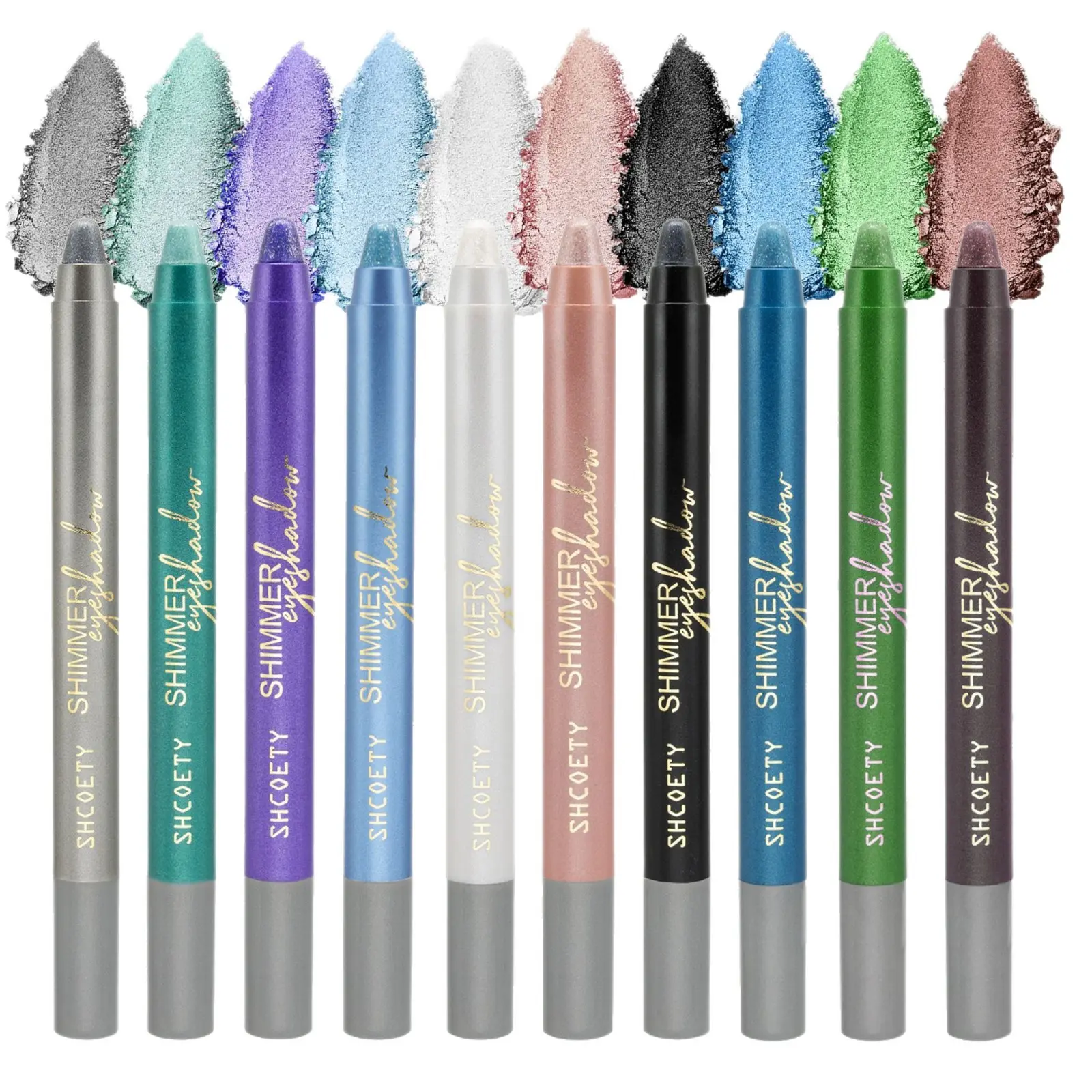 10pcs Cream Eyeshadow Stick Set - Metallic Shimmer Glitter Crayons with Pencil Sharpener Gift, Pigmented Waterproof Smudge-Proof Cream-to-Powder, Swipe-On Easy Glide Long-Wear Eye Makeup for Beginners