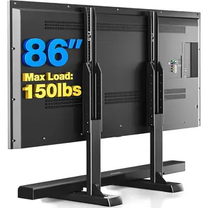 Table Top TV Stand with Height Adjustable TV Legs, TV Stands Base with Cable Management for Most 37 to 86 Inch Flat or Curved TVs, Steel TV Feet Holds up to 150 lbs, Max VESA 800x600mm, Black