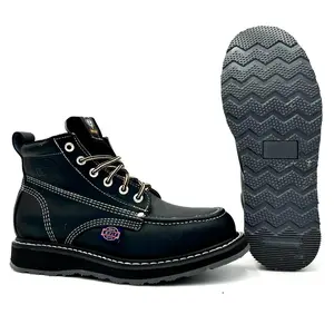 White Wolf Black Classic Moc Toe Work Boot Dual Density Goodyear Welt Sole Slip Resistant Shock Absorbing Ankle Boot WW-965CA Walking Shoes Comfort Footwear Closed Leather Lace
