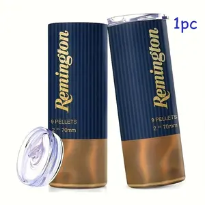 Remington Bullet Design Vacuum Flask, Stainless Steel Thermos, 1 Count Reusable Stainless Steel Water Bottle with Straw, Portable Drinking Cup for Home Office Outdoor Camping, Insulated Travel Drinkware, Insulated Tumbler, Drinkware