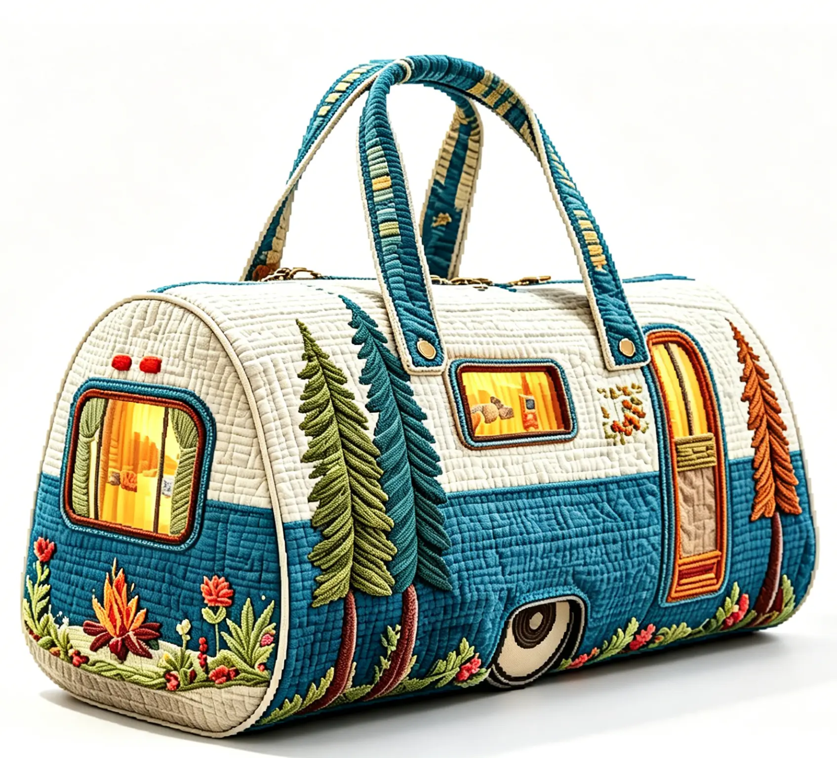 Vintage Quilted RV Camper Duffle Bag - Large-Capacity Home Organizer Storage Bag for Travel, Weekender Use, Beach Trips, Duffle Bag Travel, Travel Duffel Bags