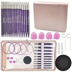 Circular Knitting Needle Set 10 Pairs Engineered Wood Knitting Needles 3.0mm-6.5mm, Warp & Crack Resistant Circular Needles & Cables Kit Household Knitting Set for Beginners & Knitting Enthusiasts