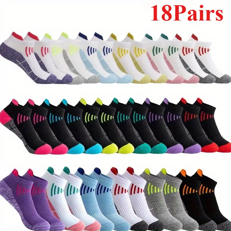18 Pairs Men Women Breathable Lightweight Low Top Boat Socks, Simple Fashion Casual for Outdoor Running Basketball Fitness, Soft Stretch Comfort Fit Moisture Wicking, Demanded as Trendy Casual Socks and Versatile Athletic Socks for Active Men