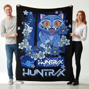 Custom Tiger Huntrix Blanket Personalized Your Name Kpop Demon Hunter Blanket for Christmas Gifts