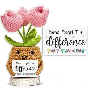 Tulip Crochet Flower-Never Forget The Different That You Make Inspirational Gift for Women Thank You Appreciation Positive Gift for Teacher Mom Friend Coworker